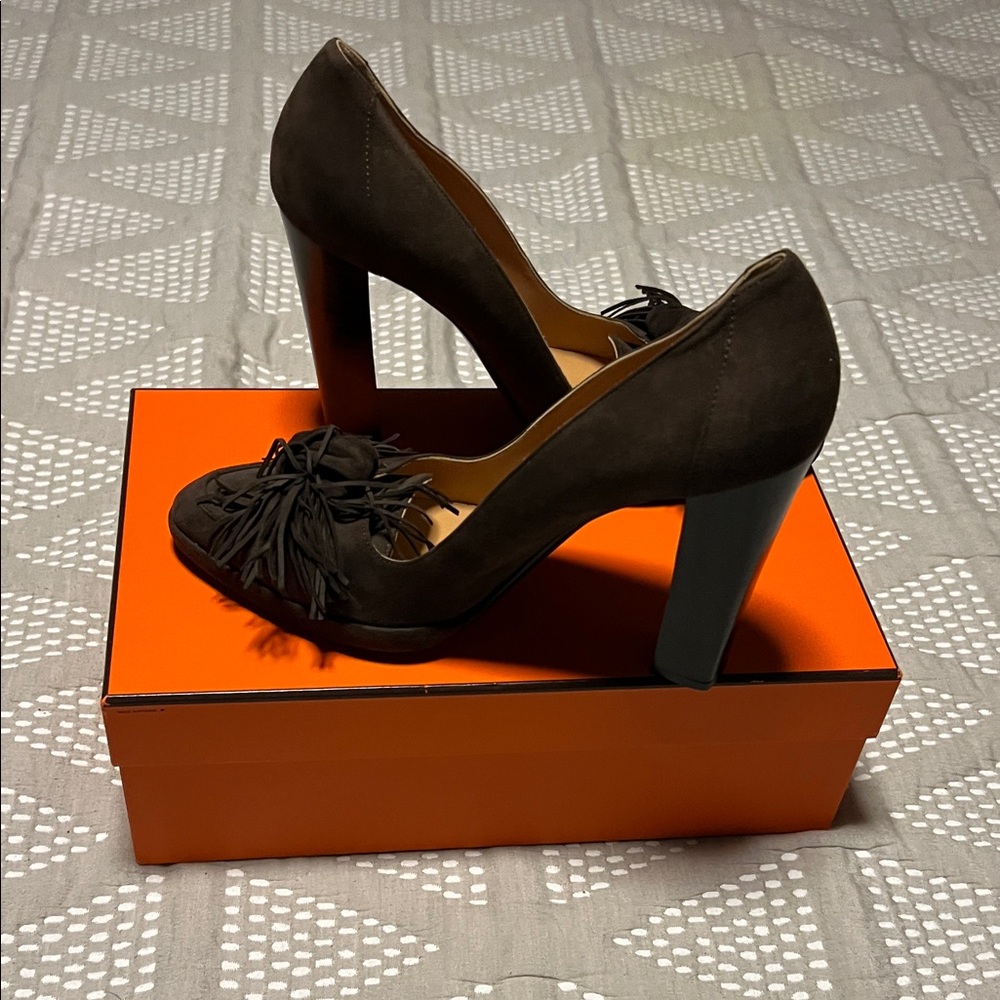 Hermes Dark Brown Heels with Tassel Accent Never Worn!! - Picture 3 of 16